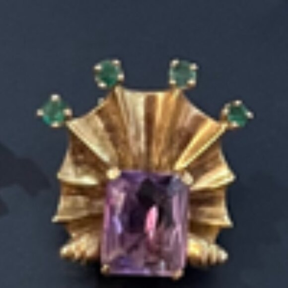 Vintage Art Deco Purple Gem Clip On Earrings - Picture 2 of 4